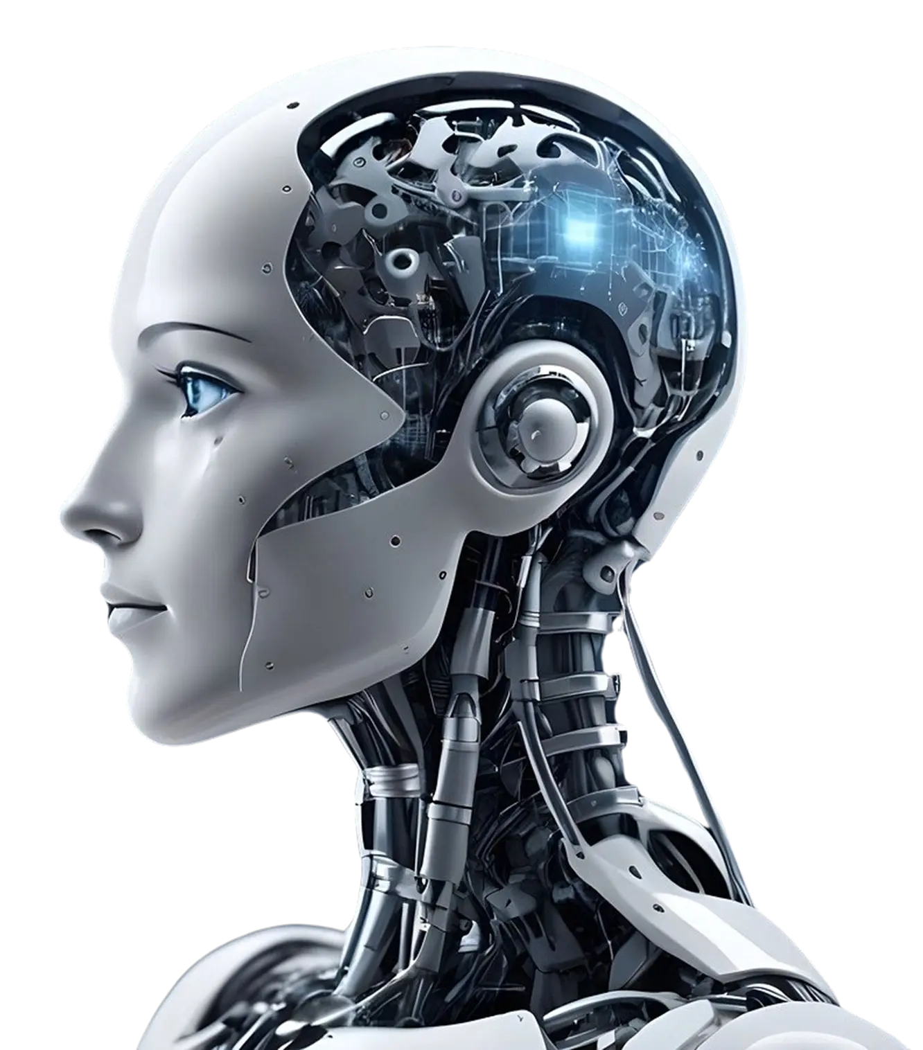 A robot head with a brain, representing AI data preparation